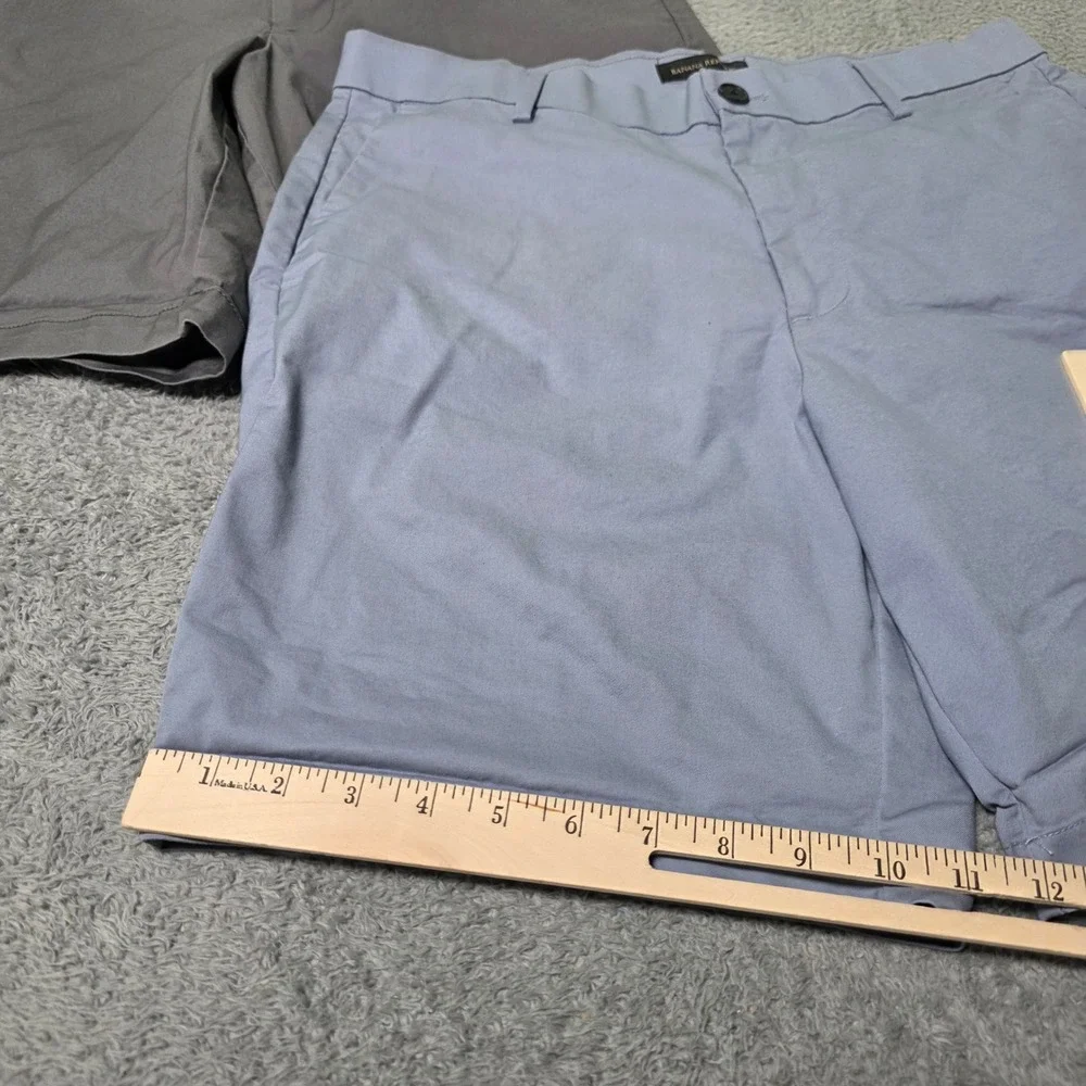 Banana Republic Mens 34 Chino Shorts Grey Blue 2 Pack Stretch Cotton 9 Inseam